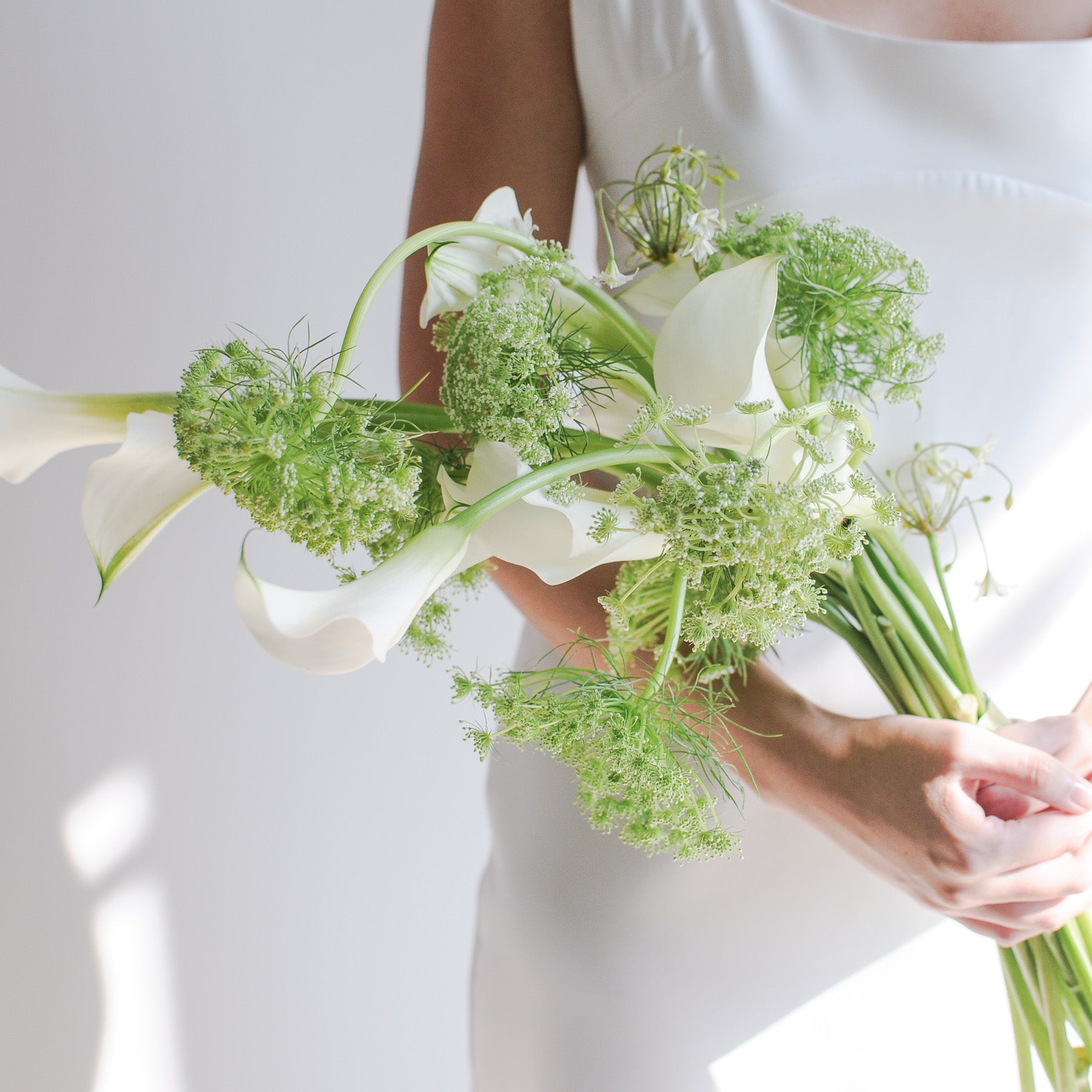 Draping White Calla Lily Bridal Bouquet