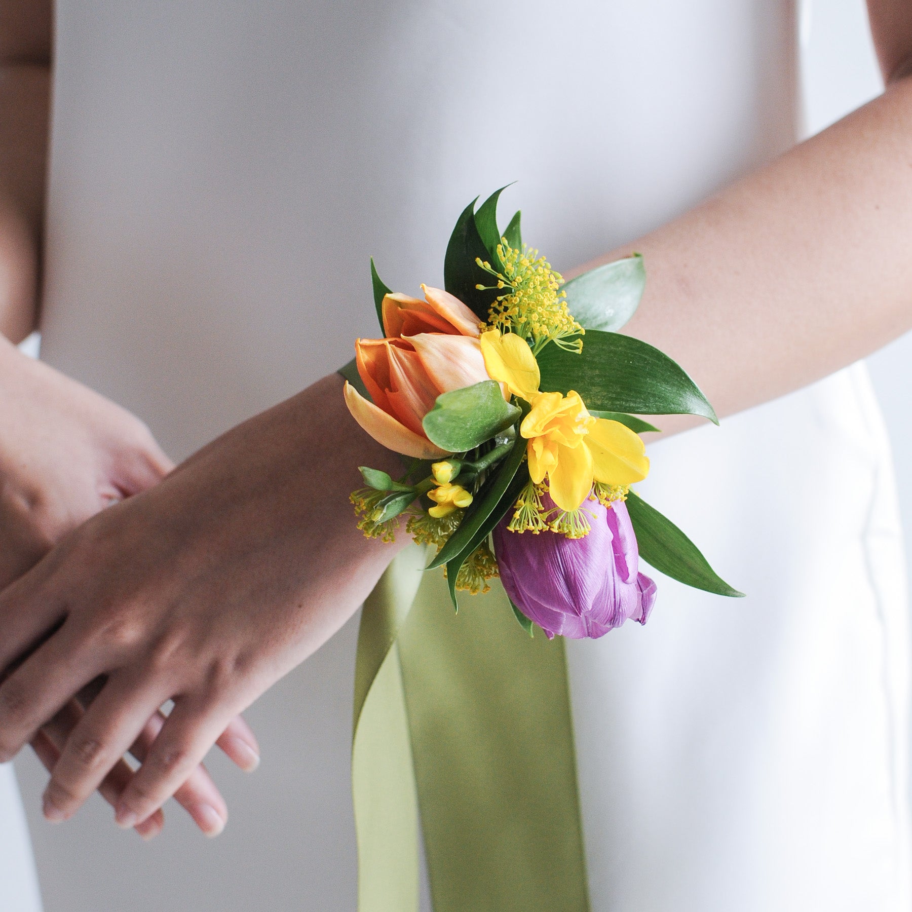 Bright Tulip Wrist Corsage